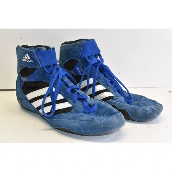 Adidas Pretereo 2.0 Wrestling Shoes Blue Mens 7 G50524 High Top Suede Boxing Gym - Picture 6 of 9